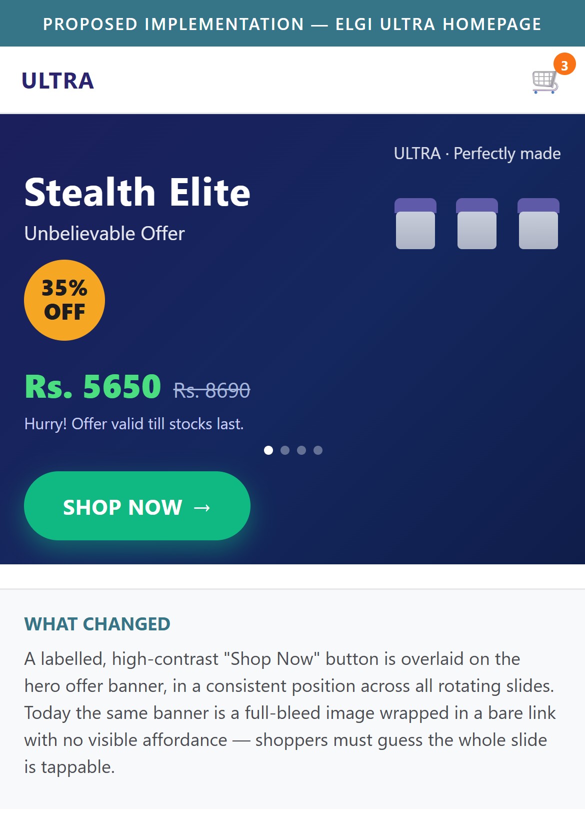 Proposed Implementation — Elgi Ultra Homepage